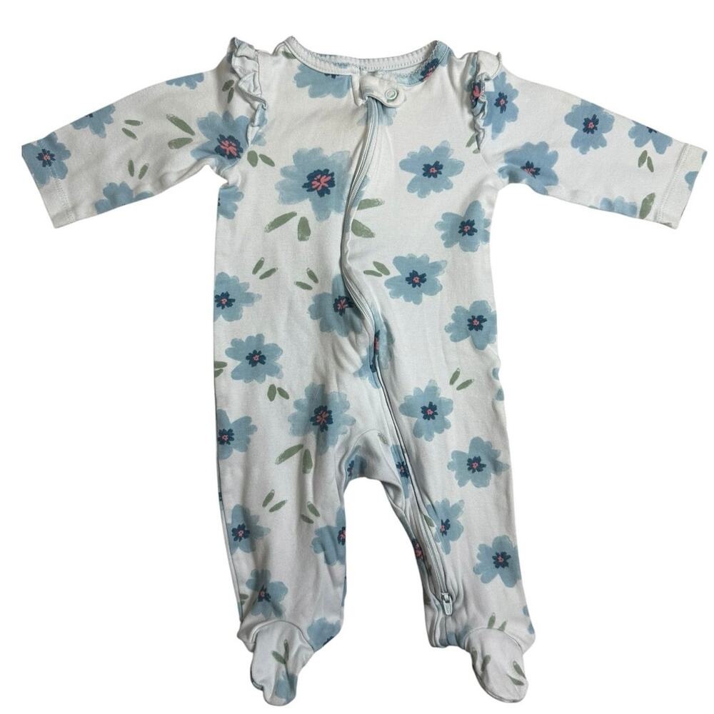 Carters Sleeper Pajamas Baby Girl Flowers Blue 6 Months